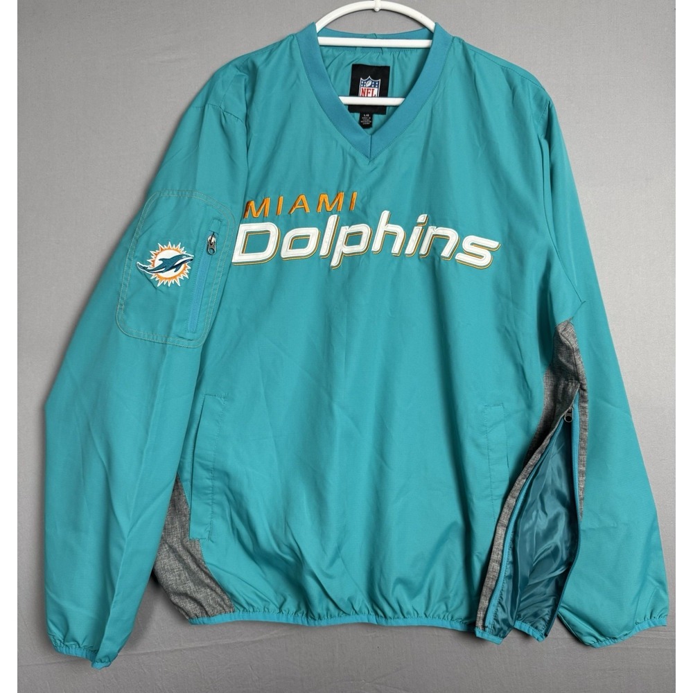 Miami Dolphins Teal Blue Pullover Windbreaker Mens Large Embroidered G-III NFL